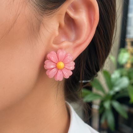 12 Aretes Flores Hermosas 3D Colores $8.9 c/u