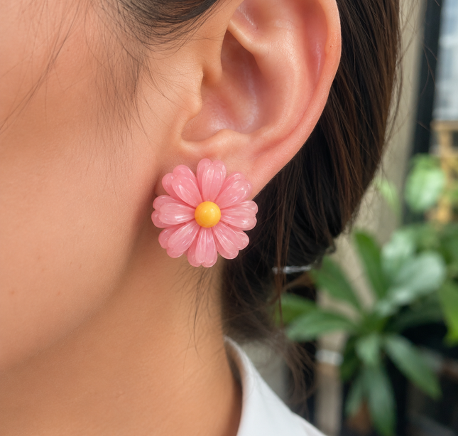 12 Aretes Flores Hermosas 3D Colores $8.9 c/u