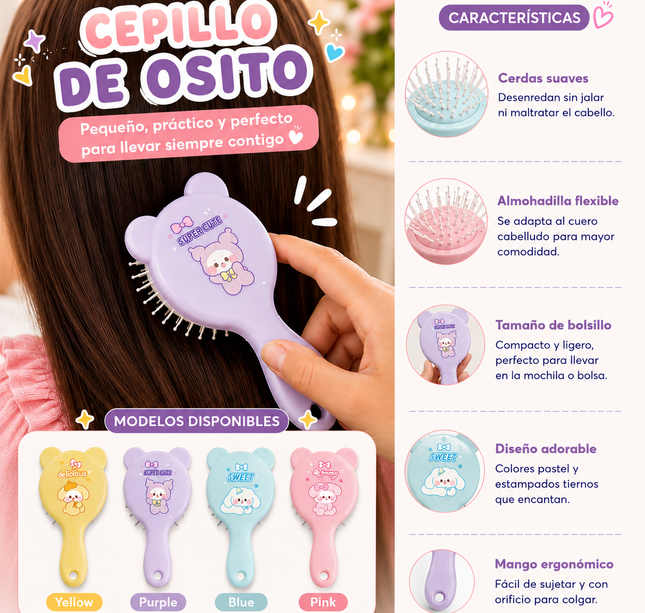 4 Cepillos Conejitos/Osito Cute de Bolsillo $15 c/u