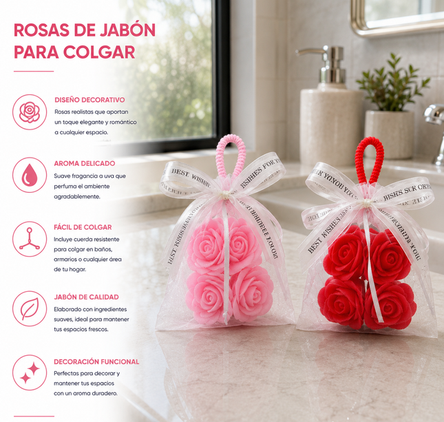 3 Rosas de Jabón para Decorar/Detalle $55 c/u