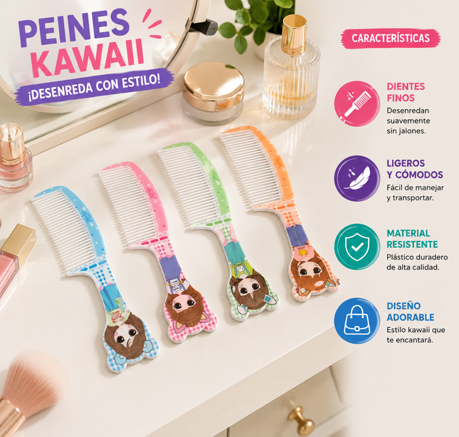 12 Peines Muñequitas Orejitas Grandes $6.5 c/u