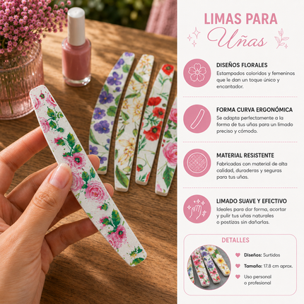 24 Limas de Uñas Profesional Forma Peine $5.5 c/u