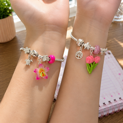 12 Pulsera Tipo Pandora Flores Hermosas $14 c/u
