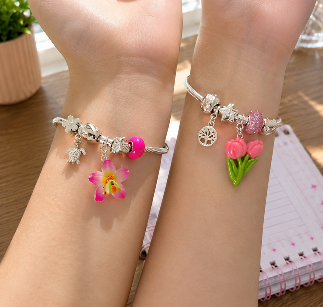 12 Pulsera Tipo Pandora Flores Hermosas $14 c/u