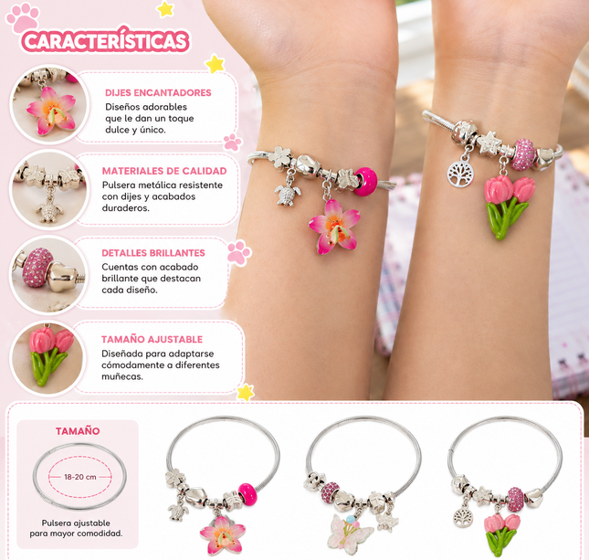 12 Pulsera Tipo Pandora Flores Hermosas $14 c/u