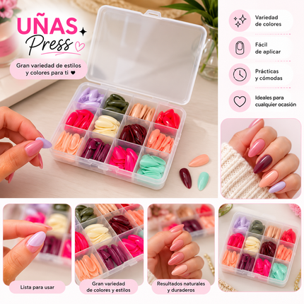 Exclusivo Tienda en linea 💥💎3 Cajas de Uñas Postizas Press  $35 c/u