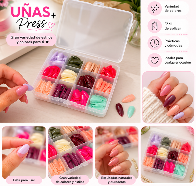 Exclusivo Tienda en linea 💥💎3 Cajas de Uñas Postizas Press  $35 c/u