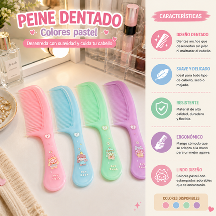 12 Peines Grandes de Colores Pastel $6.5 c/u