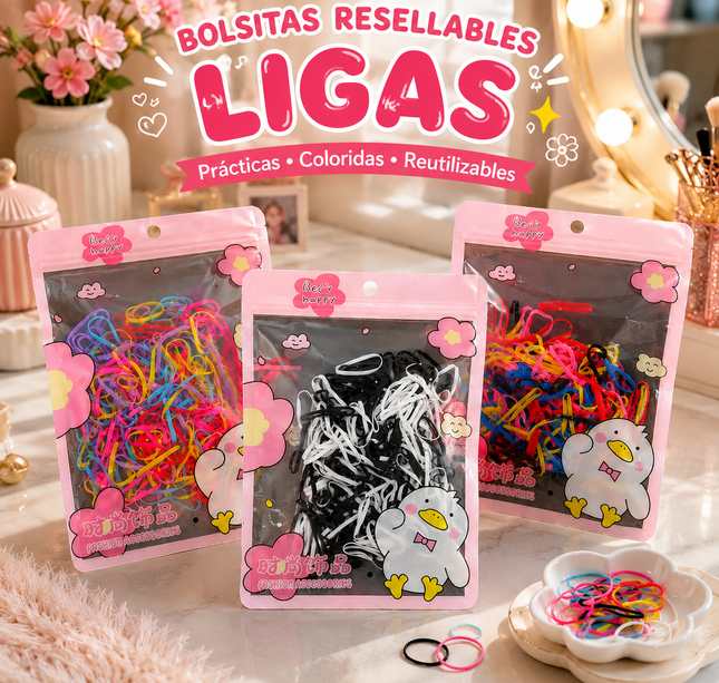Exclusivo Tienda en linea 💥💎12 Bolsas "Be Happy" Ligas Resellable $4.5 c/u
