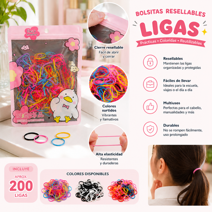 Exclusivo Tienda en linea 💥💎12 Bolsas "Be Happy" Ligas Resellable $4.5 c/u