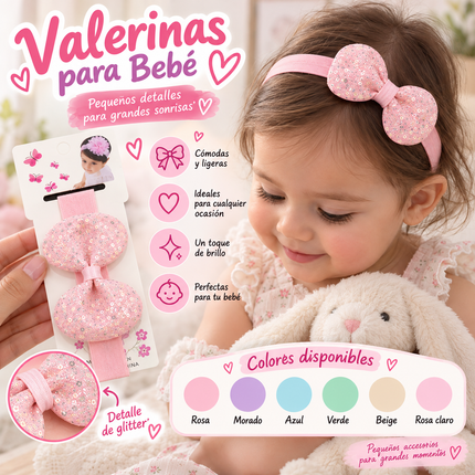Exclusivo Tienda en linea 💥💎12 Valerina para Bebé Diamantada con Moño $7.5 c/u