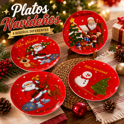 3 Plato de Cerámica con Estampado Navideño $38 c/u