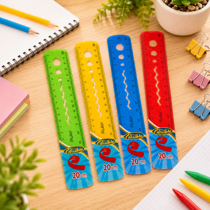 12 Regla 20cm Flexible Colores $4.5 c/u