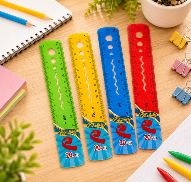 12 Regla 20cm Flexible Colores $4.5 c/u