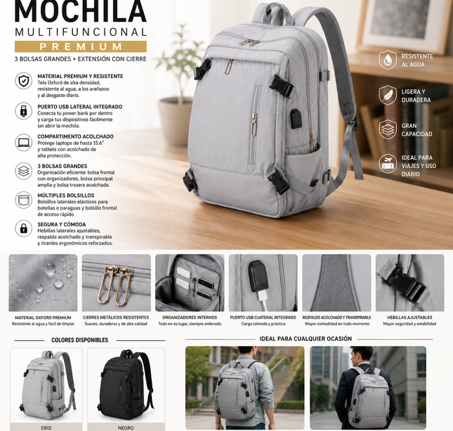 Mochila Expandible Premium USB