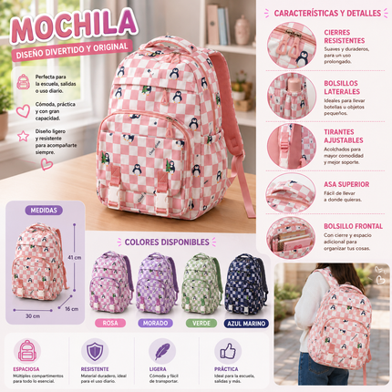Mochila Casual MultiCompartimentos Penguin Style