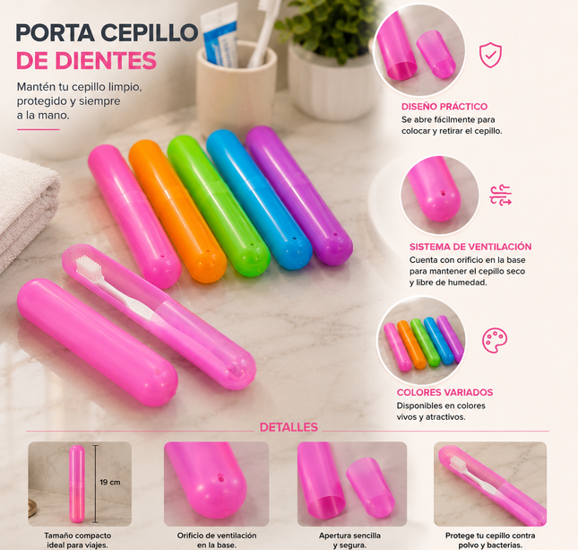 Exclusivo Tienda en linea 💥💎12 Porta Cepillo Dental Colores $5.5 c/u