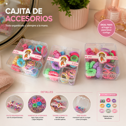 Exclusivo Tienda en linea 💥💎12 Cajitas Accesorios para Cabello Donas, Ligas y Piojitos $10.5 c/u