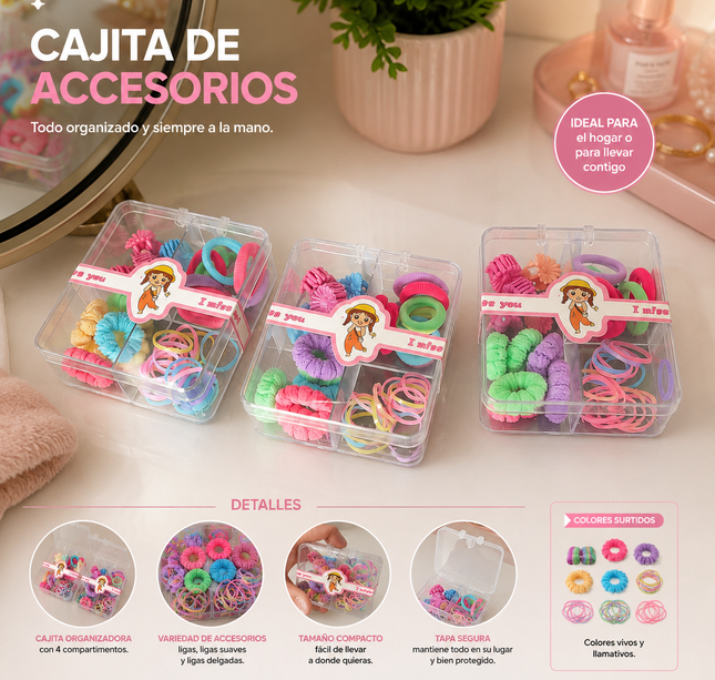 Exclusivo Tienda en linea 💥💎12 Cajitas Accesorios para Cabello Donas, Ligas y Piojitos $10.5 c/u