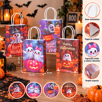 12 Bolsas de Halloween para Dulceros (Papel) $5.5 c/u