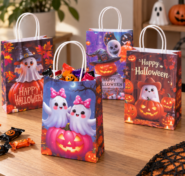 12 Bolsas de Halloween para Dulceros (Papel) $5.5 c/u