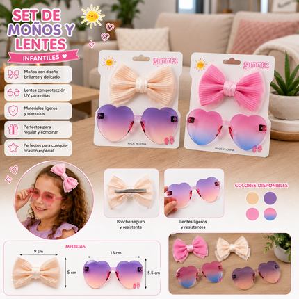 12 Lentes y Moño Onfantil Moda Hermosa $16.5 c/u