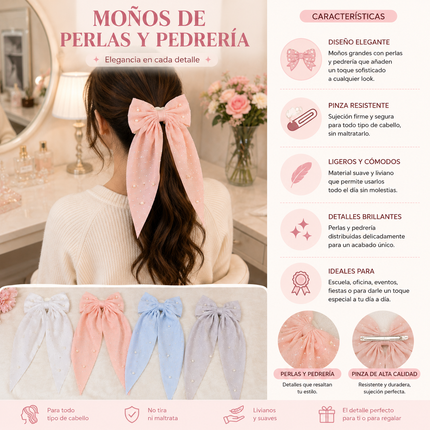 Exclusivo Tienda en linea 💥💎12 Moños Coquette con Pedreria y perlas $15 c/u
