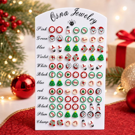 36 Pares Aretes Navideños $1.09 C/U