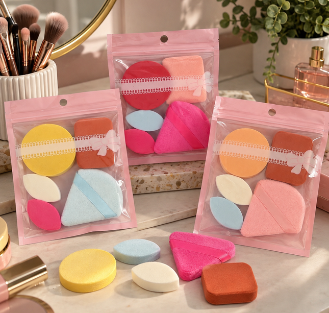 12 Sets de Esponjas para Maquillaje Rostro/Borlas $8 c/u
