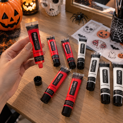 12 Pintura para Rostro Blanco/Rojo para Halloween $8 c/u
