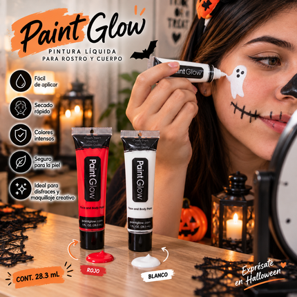 12 Pintura para Rostro Blanco/Rojo para Halloween $8 c/u