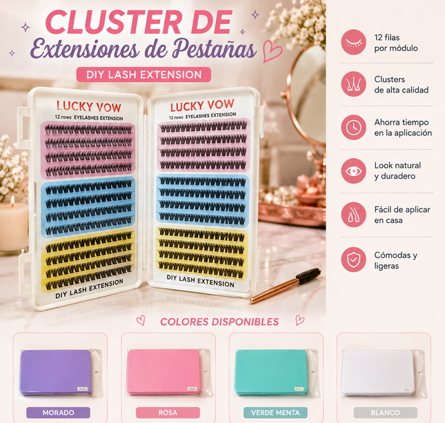 3 Clústeres de Extensiones Postizas en 3 Tamaños $75 c/u