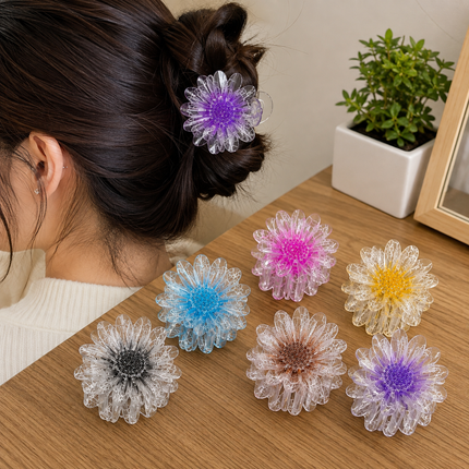 12 Pinzas Flores Cristalinas con Centro de Color $9.5 c/u