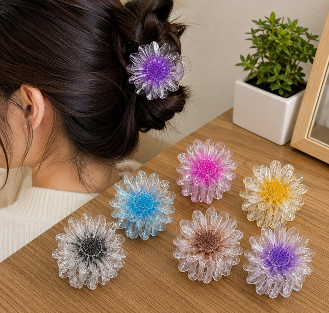 12 Pinzas Flores Cristalinas con Centro de Color $9.5 c/u