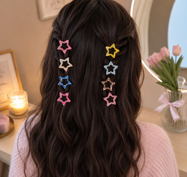 12 Sets de 8 Estrellas Cucas Puntos para Cabello $8.9 c/u