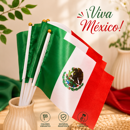 12 Banderas Mexicanas Mundialistas Chicas $4.5 c/u