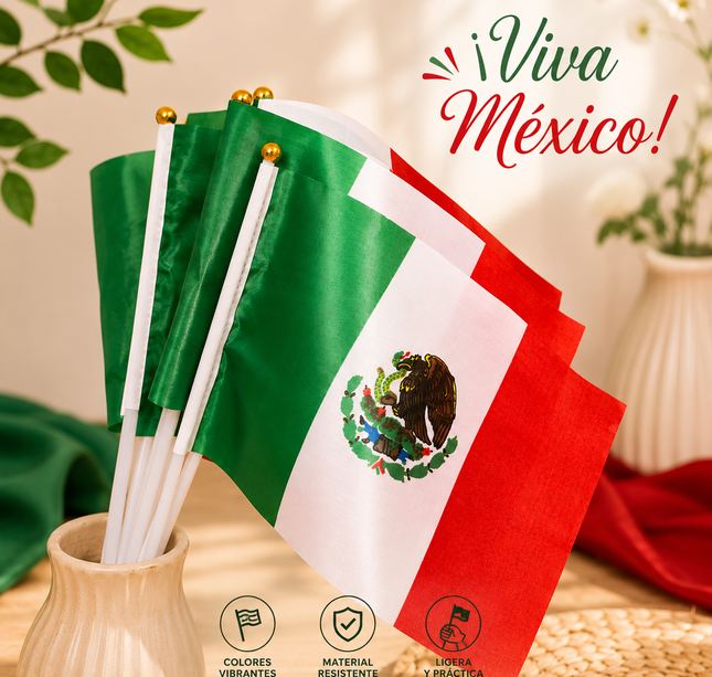 12 Banderas Mexicanas Mundialistas Chicas $4.5 c/u