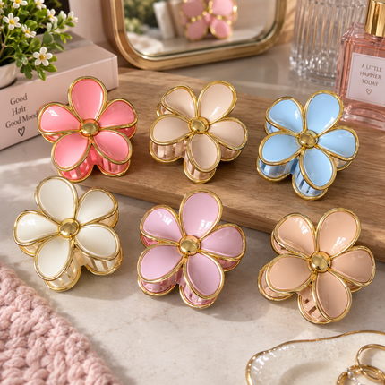 Exclusivo Tienda en linea 💥💎12 Pinzas Flores Hermosas con Orilla Dorada $10.9 c/u