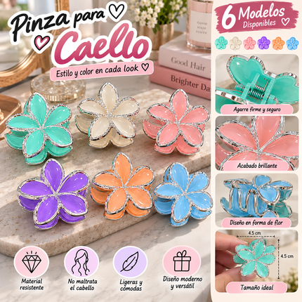 Exclusivo Tienda en linea 💥💎12 Pinzas Flores Hawaianas con Orlla Plateada $9.5 c/u