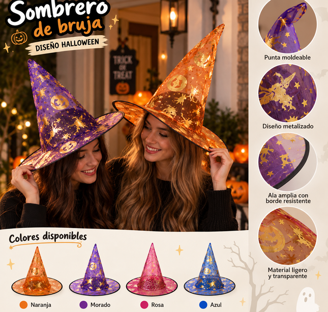 12 Sombreros Halloween Brijutas Telarañas Colores $12 c/u