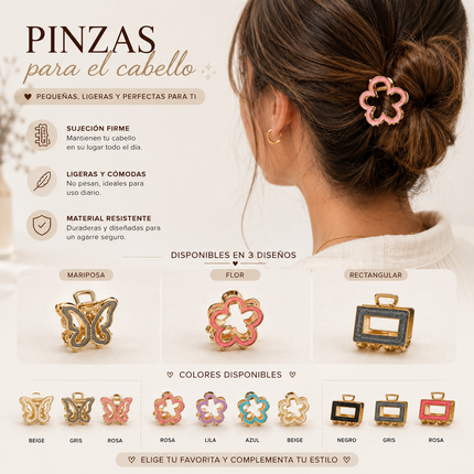 12 Pinzas Doradas en Figuras de Colores $9.5 c/u