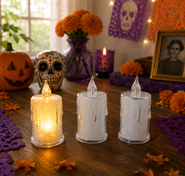 24 Lamparas Velas Led Medianas Diamantadas $6.5 c/u