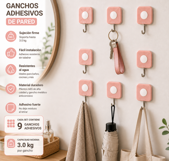 Exclusivo Tienda en linea 💥💎3 Set de 9 Ganchos Adhesivos Figuras $39 c/u