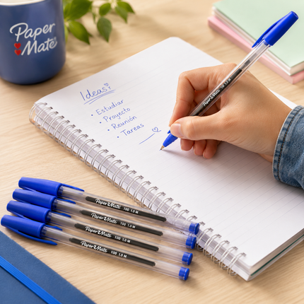 Caja con 12 Lapiceros Paper Mate Azul