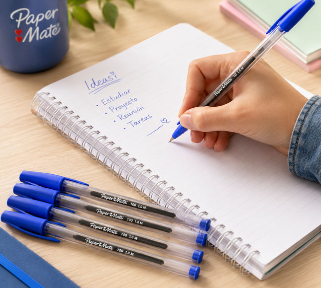 Caja con 12 Lapiceros Paper Mate Azul