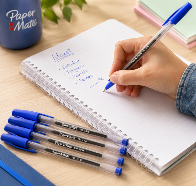 Caja con 12 Lapiceros Paper Mate Azul