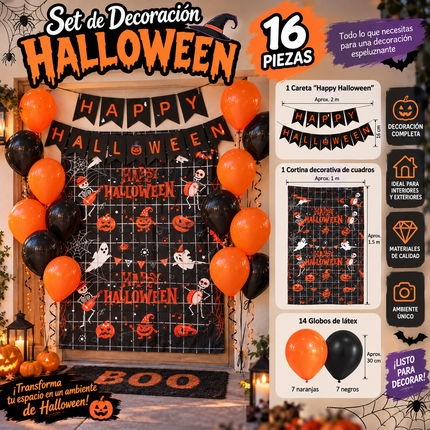 3 Set de Decoración para Fiestas Halloween con 16 piezas $50 c/u