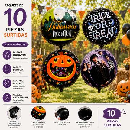10 Globos Sustos Halloween  $2.5 c/u
