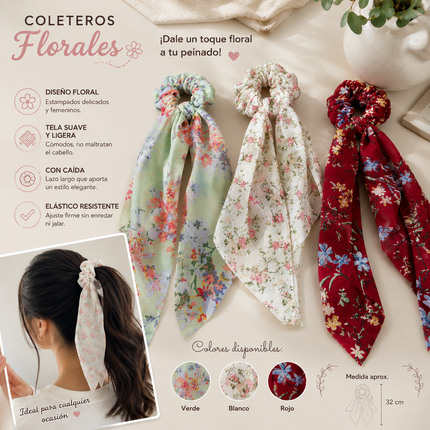 12 Coleteros Flores Estampadas Coquette $12.5 c/u