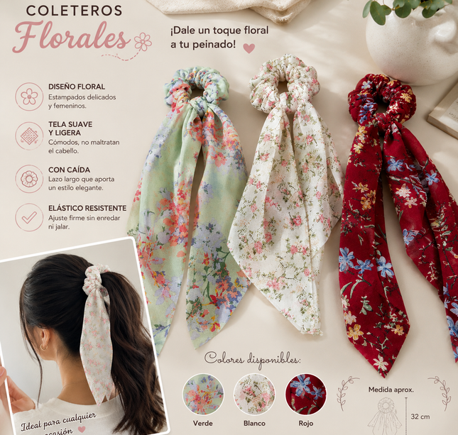 12 Coleteros Flores Estampadas Coquette $12.5 c/u